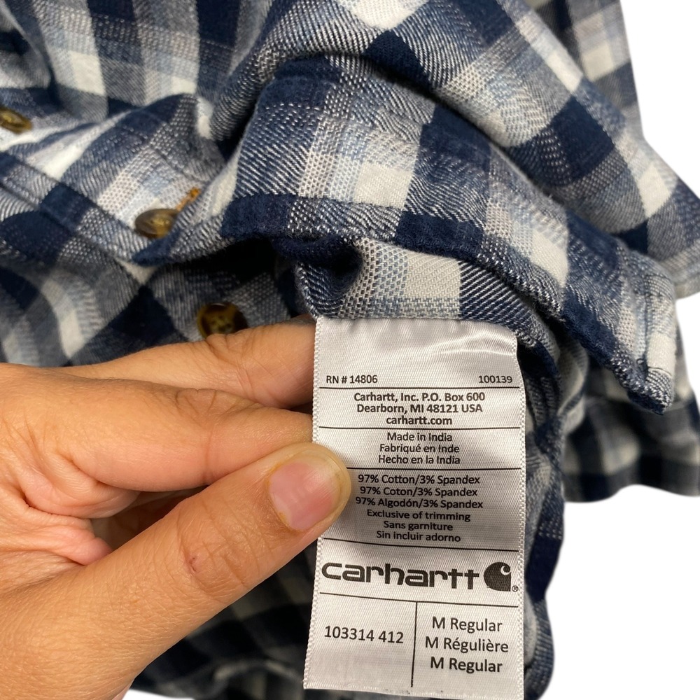 Carhartt Flannel Shirt Relaxed Fit Button Up Plaid Workwear Casual Mens M WP456 - Picture 5 of 7